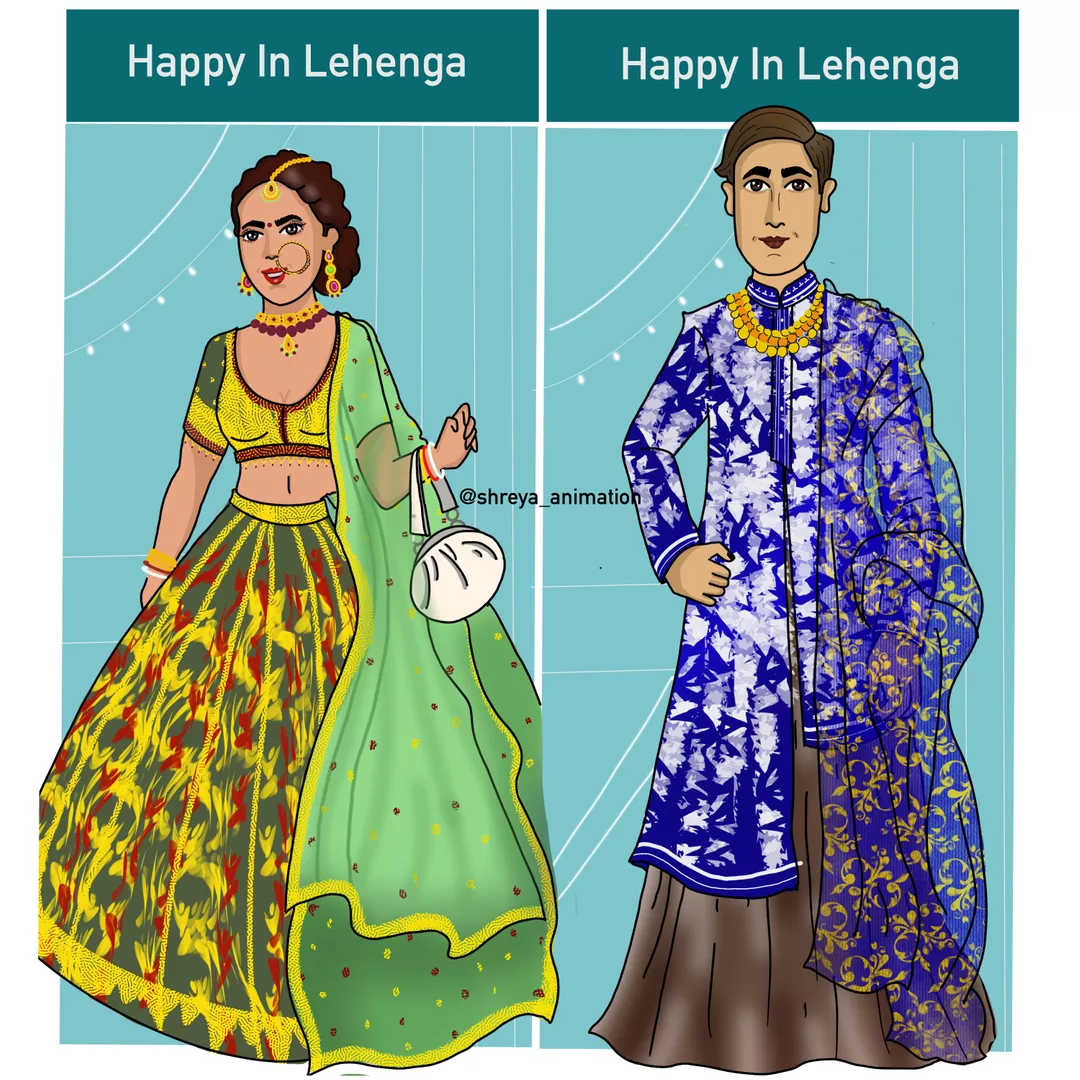 Happy in Lehengas